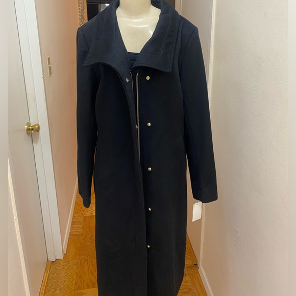 NWT Cole Hann Women’s Signature Slick Belted Long Wool Blend Coat Size 12. - Picture 9 of 13